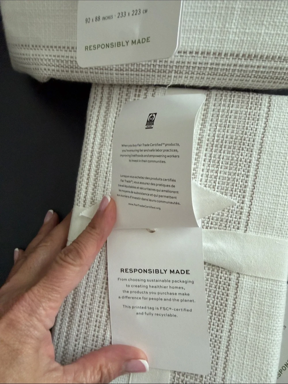 NWT Pottery Barn Full/Queen Hawthorn Stripe Bedding Set in Cream and Taupe